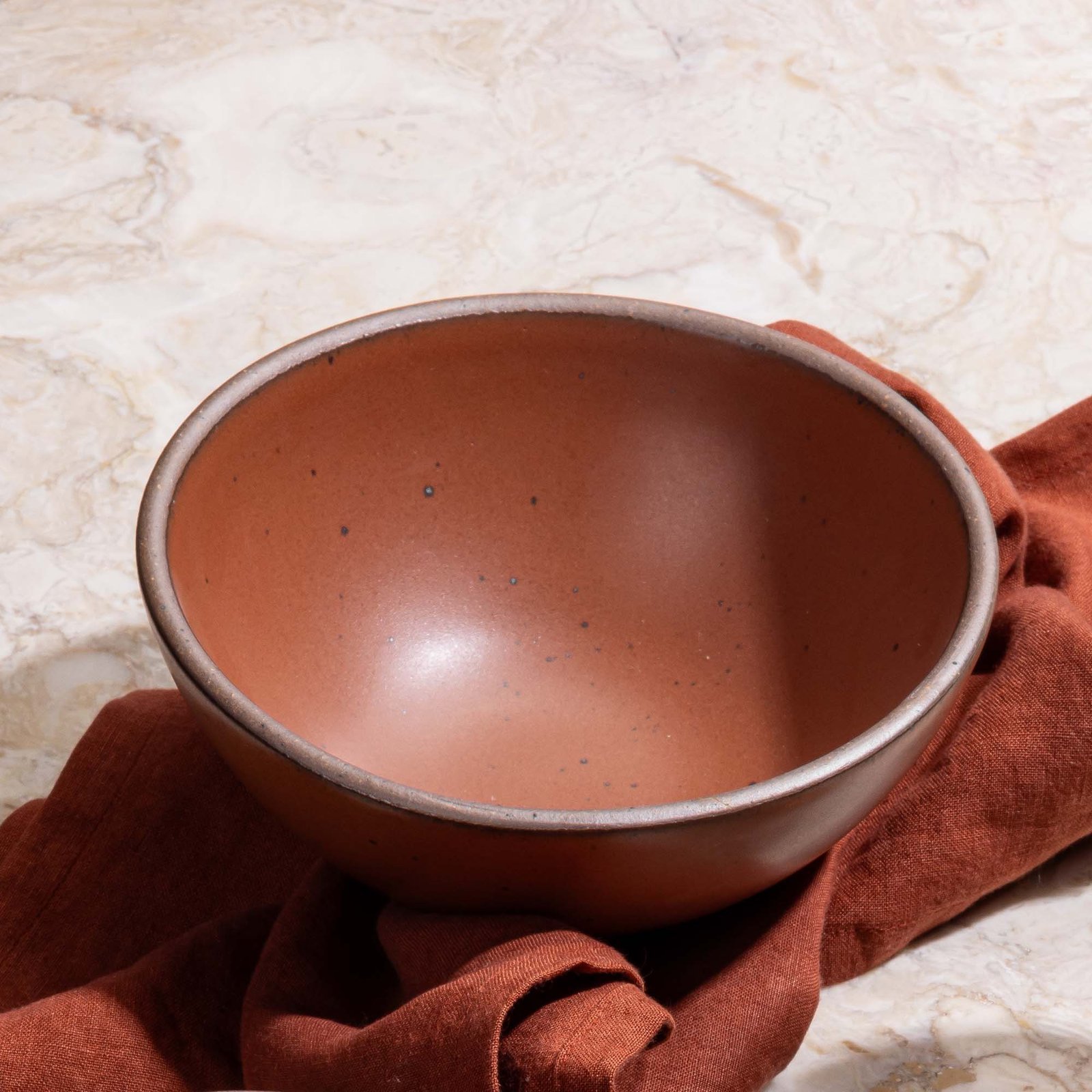 Vella Supply soup bowl in Terracotta, close view of the bowl and rim