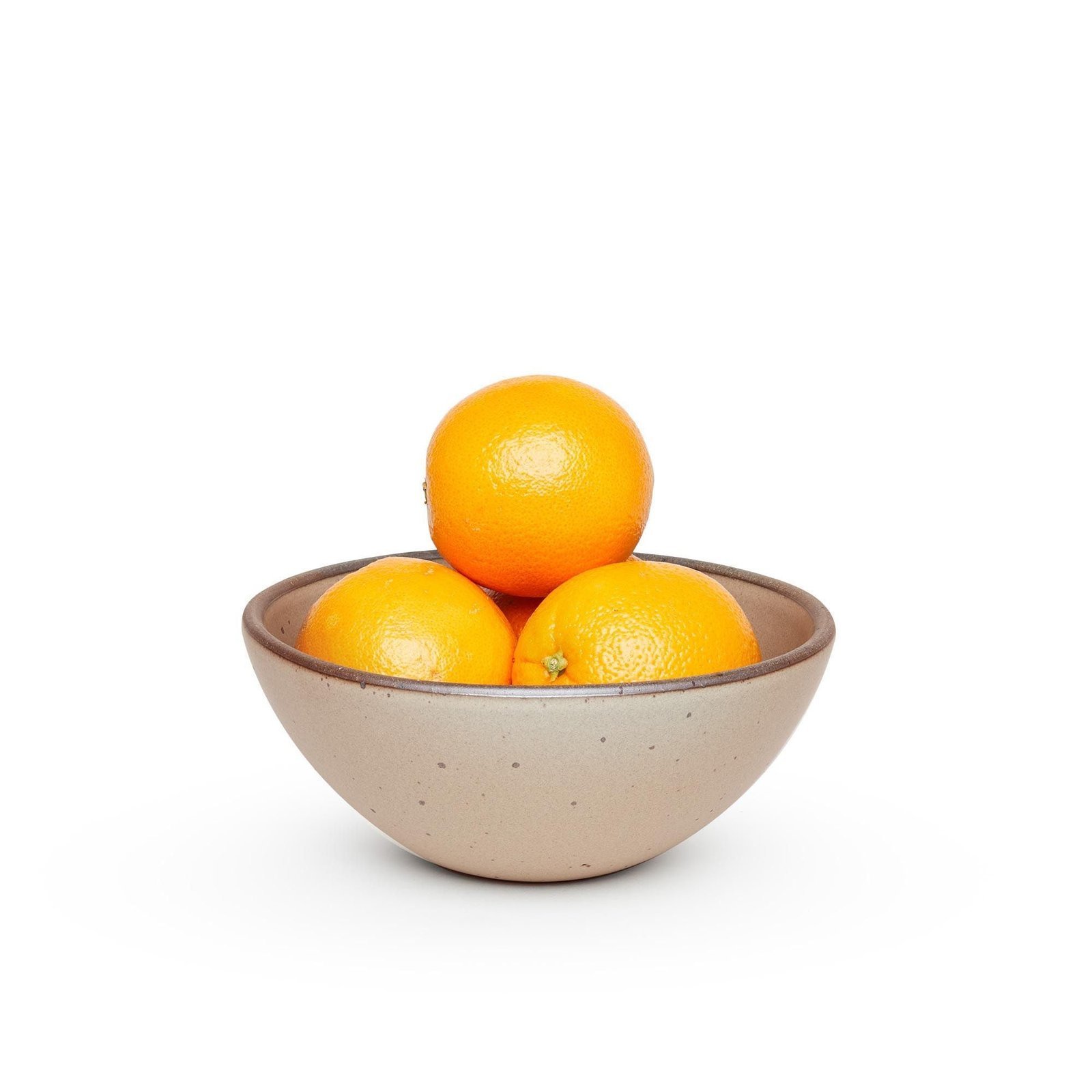 Vella Supply soup bowl in Warm Taupe, shown with oranges